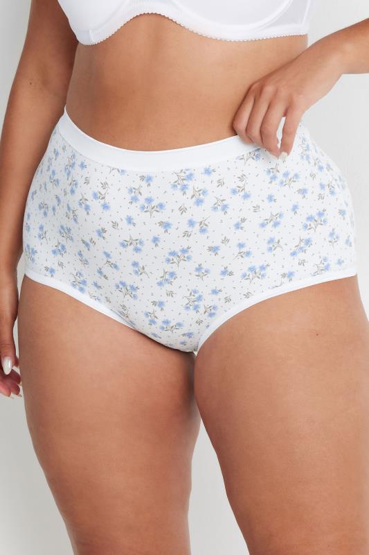 Evans YOURS Curve 5 PACK Blue Floral Print Full Briefs