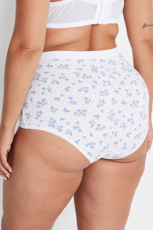 Evans YOURS Curve 5 PACK Blue Floral Print Full Briefs