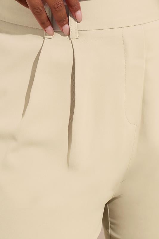 Evans YOURS Curve Beige Brown Double Belted Tapered Trousers