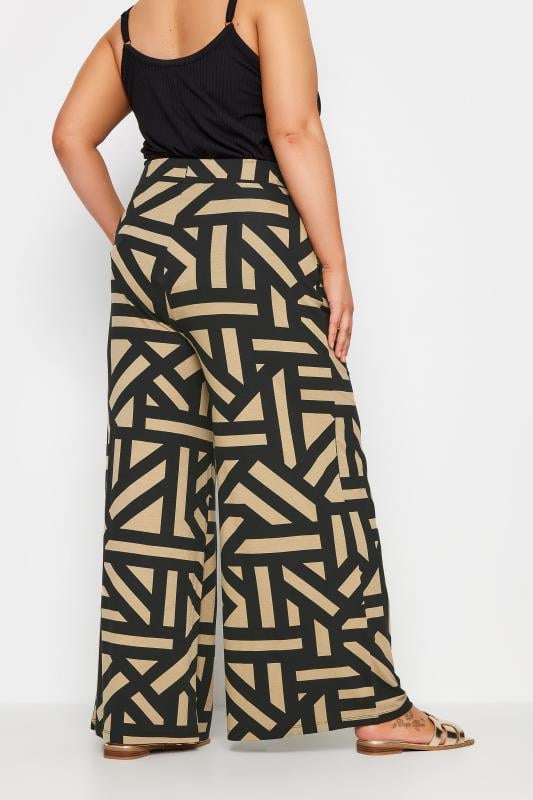 Evans YOURS Curve Beige Brown Geometric Print Wide Leg Trousers