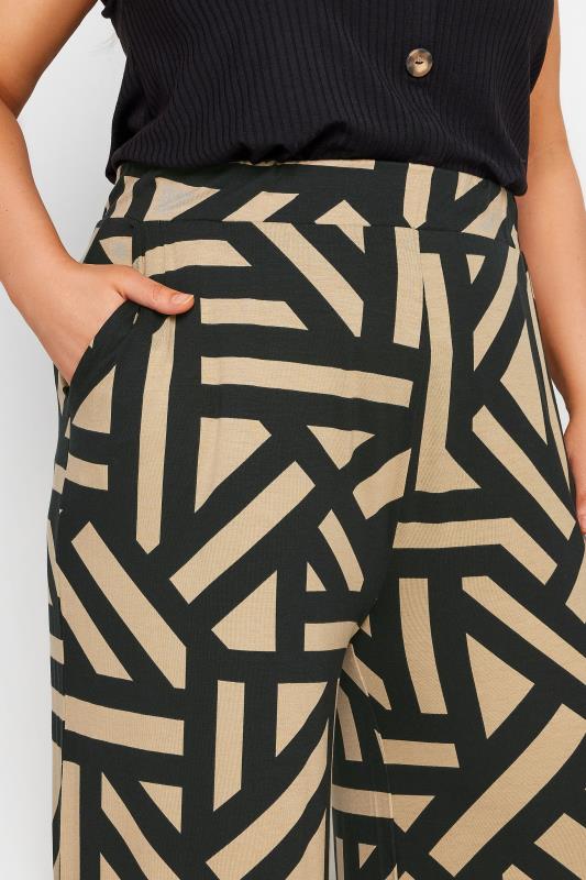 Evans YOURS Curve Beige Brown Geometric Print Wide Leg Trousers