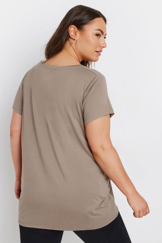 Evans YOURS Curve Beige Brown Glitter Star Print T-Shirt
