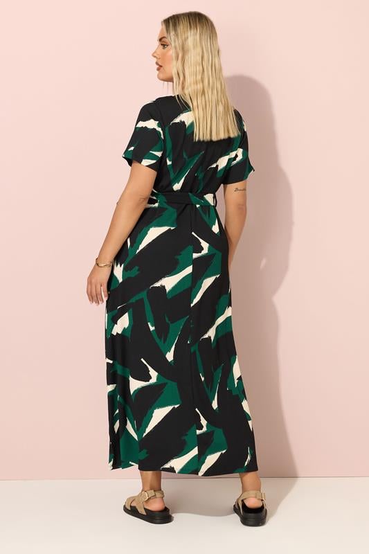 Evans YOURS Curve Black Abstract Print Maxi Wrap Dress