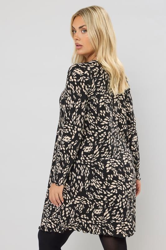 Evans YOURS Curve Black Abstract Print Ribbed Tunic Top