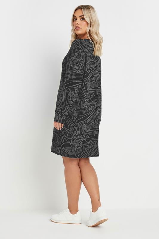 Evans YOURS Curve Black Abstract Print Soft Touch Jumper Dress
