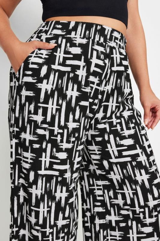 Evans YOURS Curve Black Abstract Print Textured Wide Leg Trousers