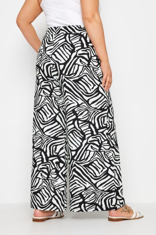 Evans YOURS Curve Black Abstract Print Wide Leg Trousers