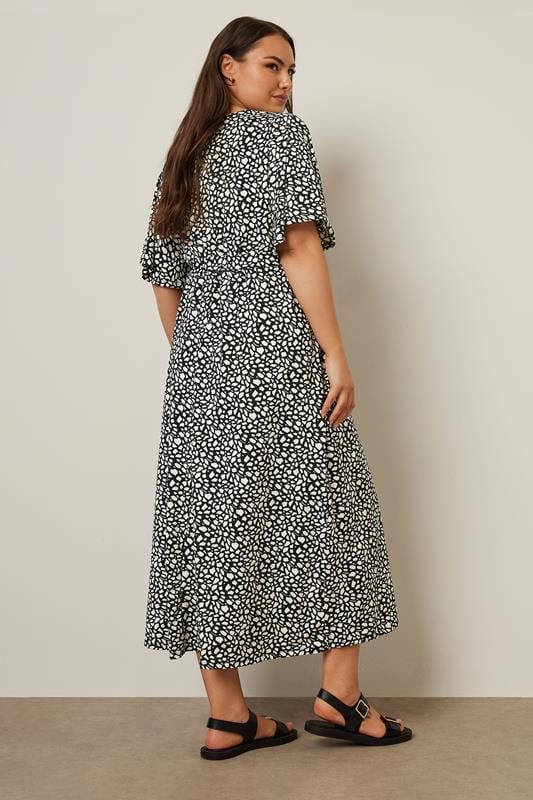 Evans YOURS Curve Black Abstract Print Wrap Midaxi Dress