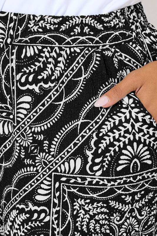Evans YOURS Curve Black Bandana Print Textured Wide Leg Trousers