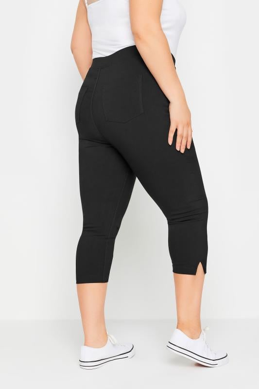 Evans YOURS Curve Black Bengaline Cropped Stretch Pull On Trousers