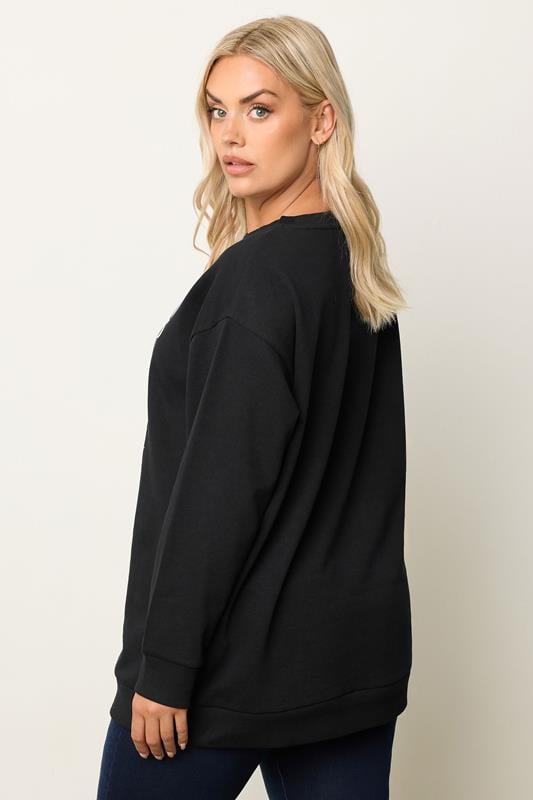 Evans YOURS Curve Black 'Botanical' Floral Sweatshirt