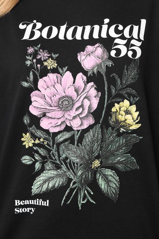 Evans YOURS Curve Black 'Botanical' Floral Sweatshirt