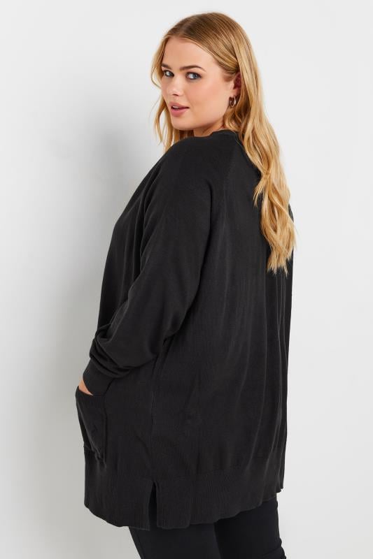 Evans YOURS Curve Black Boyfriend Button Through Cardigan