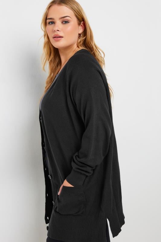 Evans YOURS Curve Black Boyfriend Button Through Cardigan