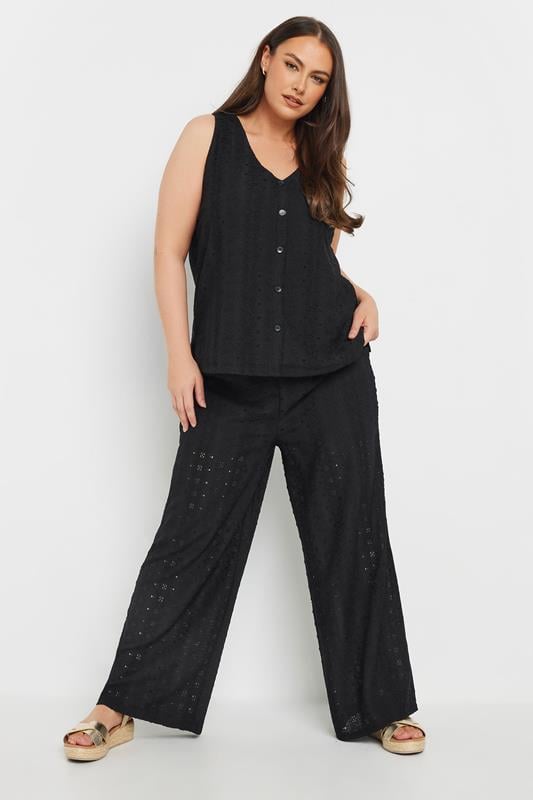 Evans YOURS Curve Black Broderie Anglaise Waistcoat