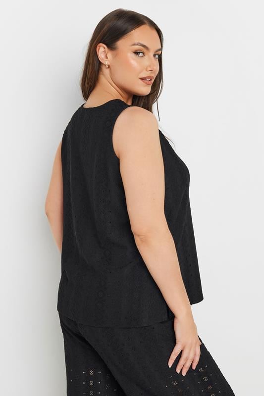 Evans YOURS Curve Black Broderie Anglaise Waistcoat