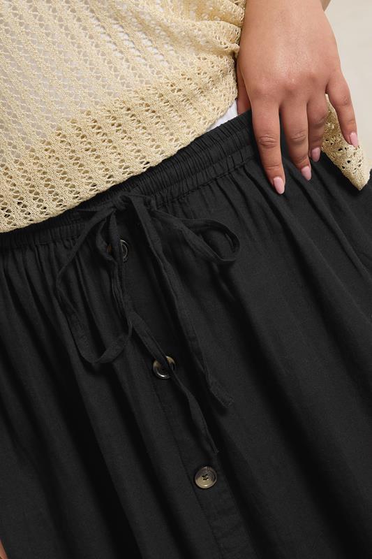 Evans YOURS Curve Black Button Front Chambray Maxi Skirt