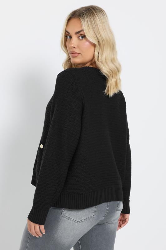 Evans YOURS Curve Black Button Through Pocket Cardigan