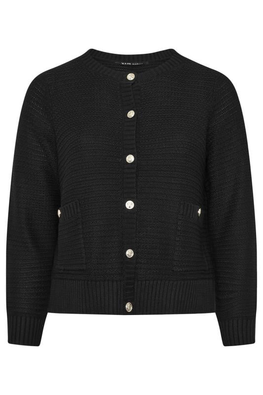 Evans YOURS Curve Black Button Through Pocket Cardigan