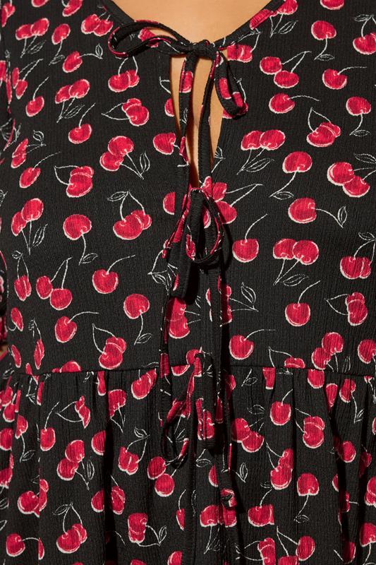 Evans YOURS Curve Black Cherry Tie Front Peplum Top