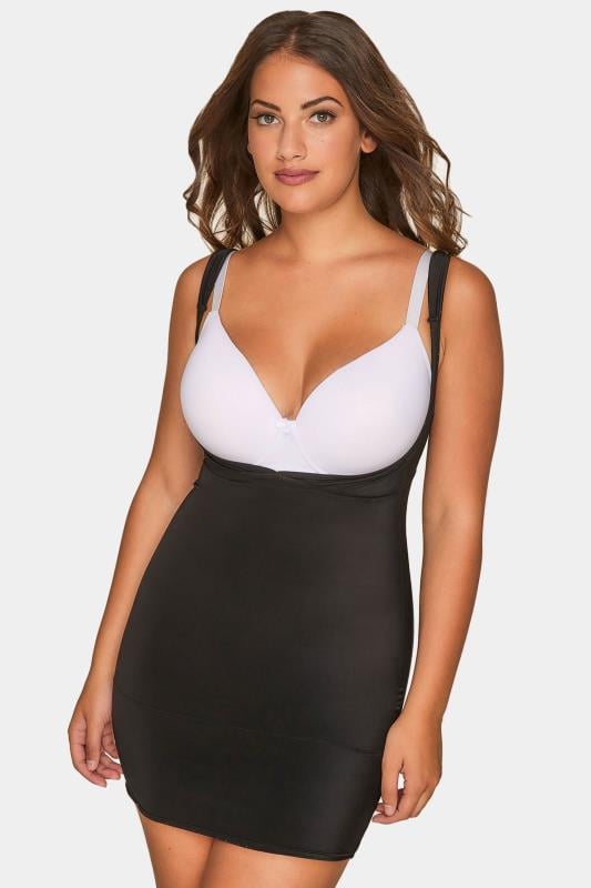 evans YOURS Curve Black Control Underbra Slip Dress