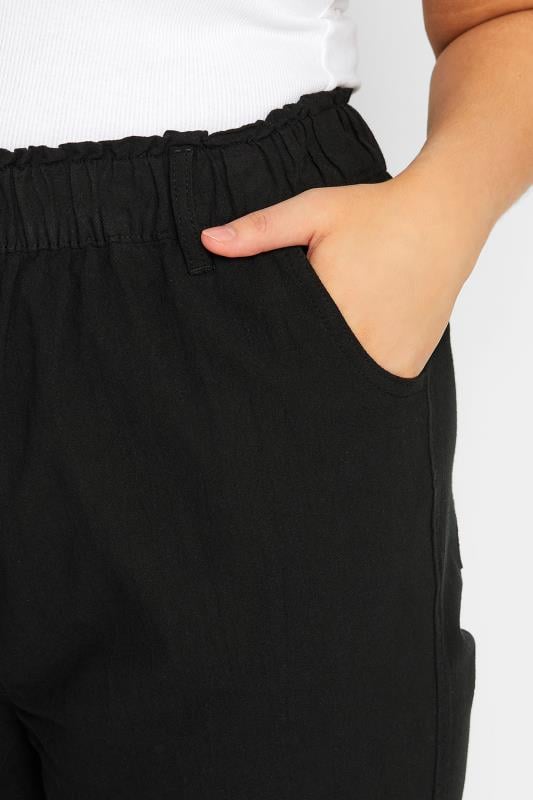 Evans YOURS Curve Black Cool Cotton Wide Leg Trousers