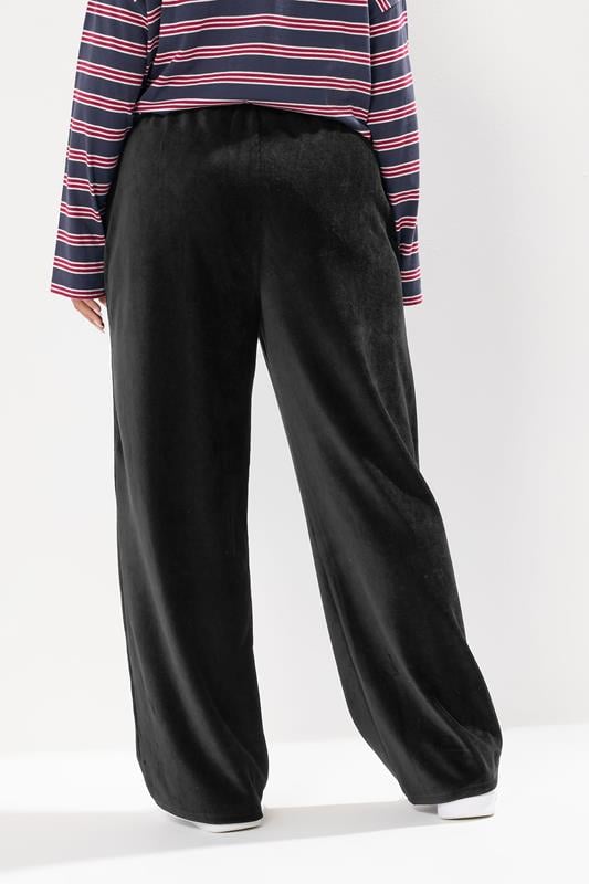 Evans YOURS Curve Black Cord Drawstring Wide Leg Trousers