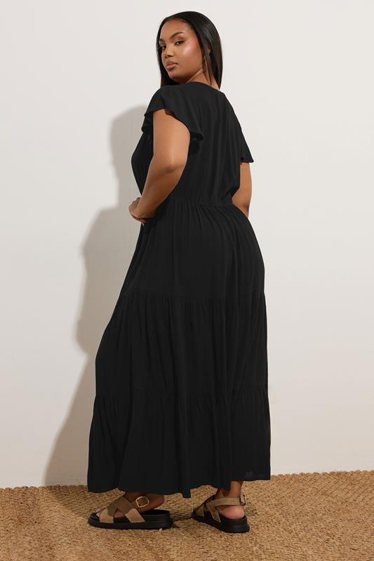 Evans YOURS Curve Black Crinkle Thrown On Maxi Dress