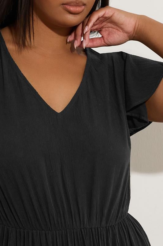 Evans YOURS Curve Black Crinkle Thrown On Maxi Dress