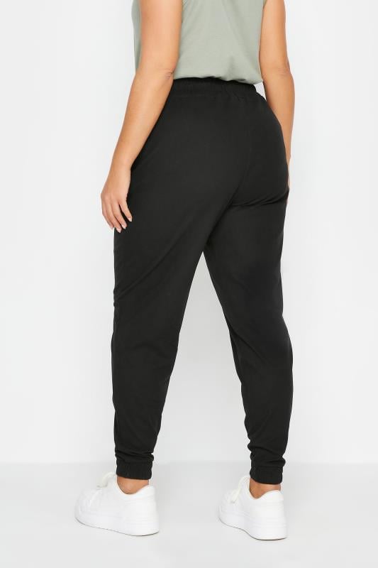 Evans YOURS Curve Black Cuffed Elasticated Stretch Joggers