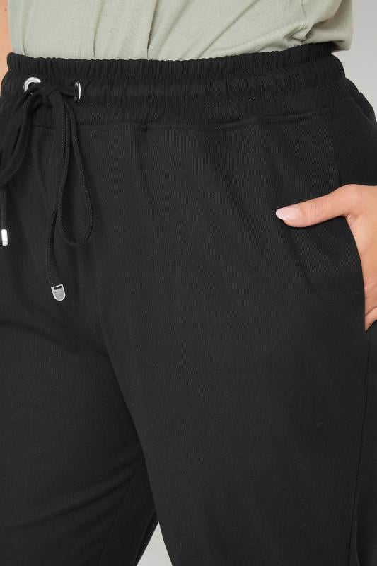 Evans YOURS Curve Black Cuffed Elasticated Stretch Joggers