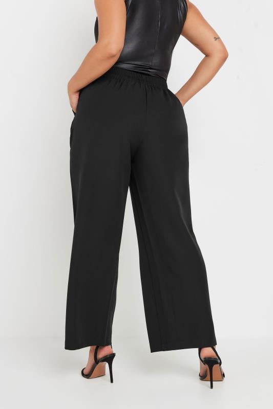 Evans YOURS Curve Black Darted Waist Wide Leg Trousers