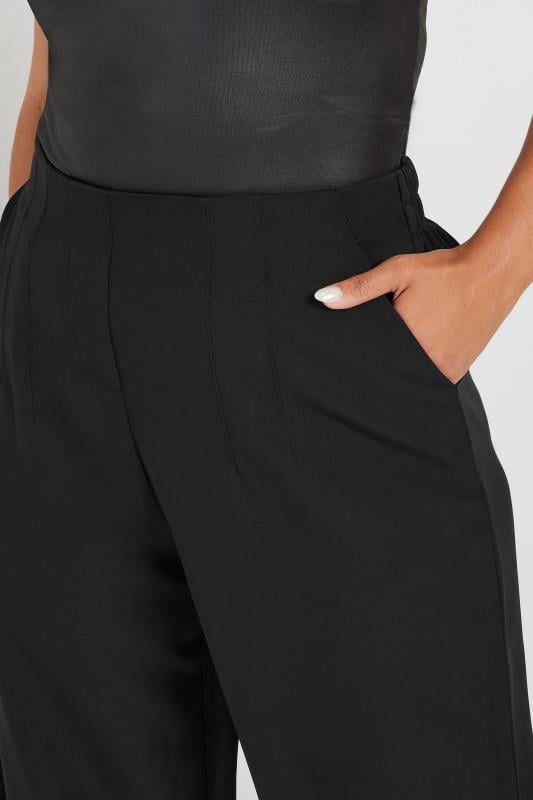 Evans YOURS Curve Black Darted Waist Wide Leg Trousers