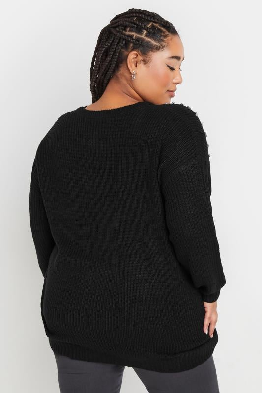Evans YOURS Curve Black Diamante Embellished Knitted Jumper
