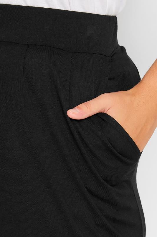 Evans YOURS Curve Black Double Pleat Jersey Stretch Joggers