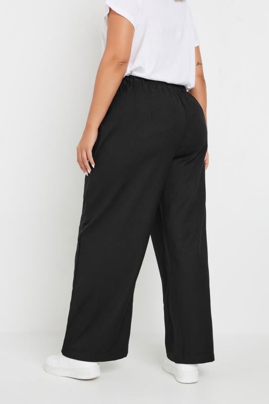 Evans YOURS Curve Black Drawstring Wide Leg Trousers