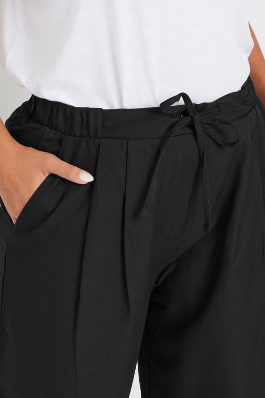 Evans YOURS Curve Black Drawstring Wide Leg Trousers