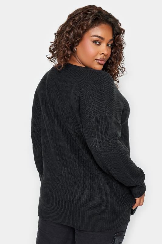 Evans YOURS Curve Black Drop Shoulder Knitted Jumper