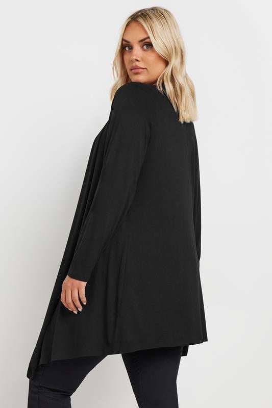 Evans YOURS Curve Black Edge To Edge Waterfall Jersey Cardigan
