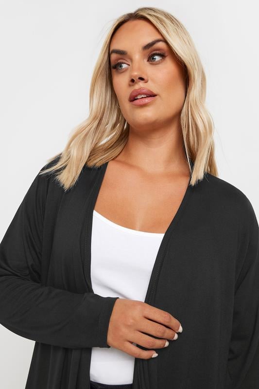 Evans YOURS Curve Black Edge To Edge Waterfall Jersey Cardigan