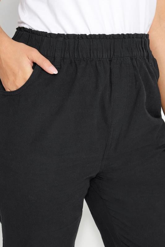 Evans YOURS Curve Black Elasticated Cool Cotton Cropped Trousers