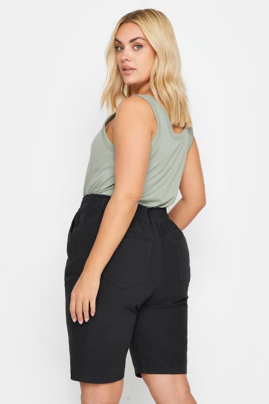 Evans YOURS Curve Black Elasticated Cool Cotton Shorts