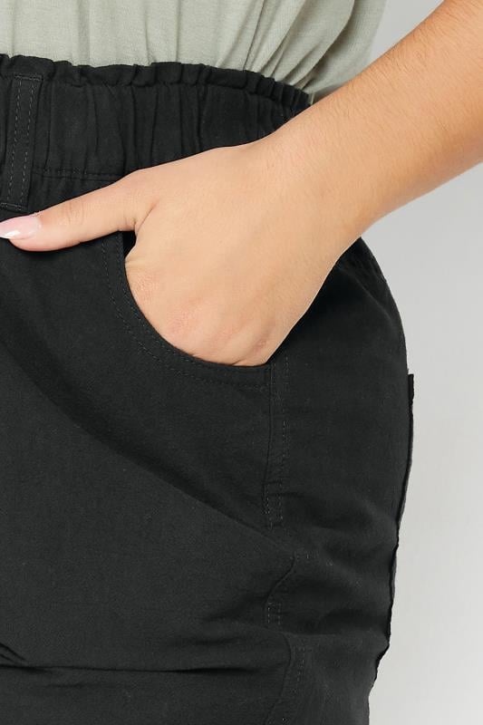 Evans YOURS Curve Black Elasticated Cool Cotton Shorts