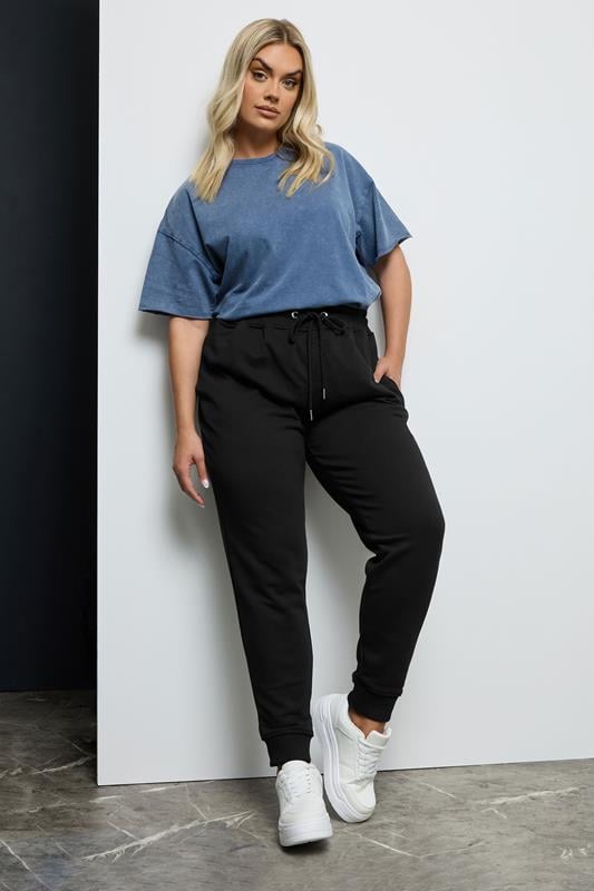 Evans YOURS Curve Black Elasticated Stretch Joggers