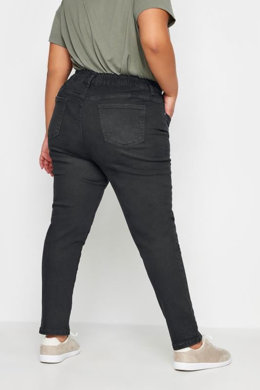 Evans YOURS Curve Black Elasticated Stretch MOM Jeans