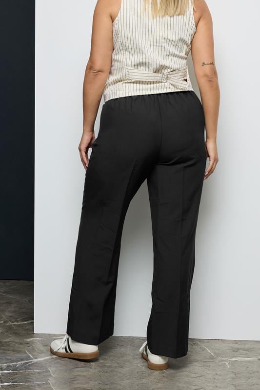 Evans YOURS Curve Black Elasticated Stretch Straight Leg Trousers