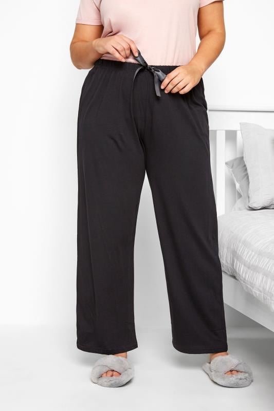 Evans YOURS Curve Black Essential Cotton Pyjama Bottoms