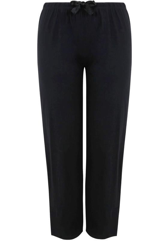 Evans YOURS Curve Black Essential Cotton Pyjama Bottoms