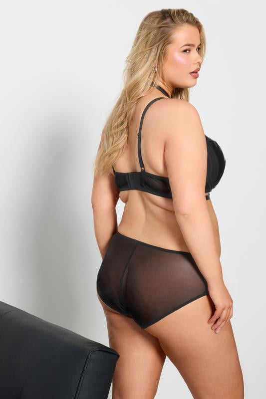 Evans YOURS Curve Black Faux Leather Strap Detail Briefs