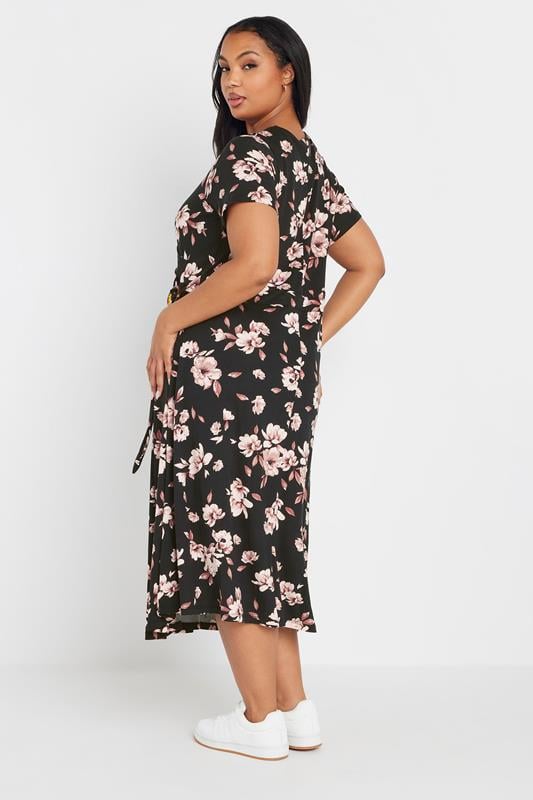 Evans YOURS Curve Black Floral Buckle Detail Midi Dress